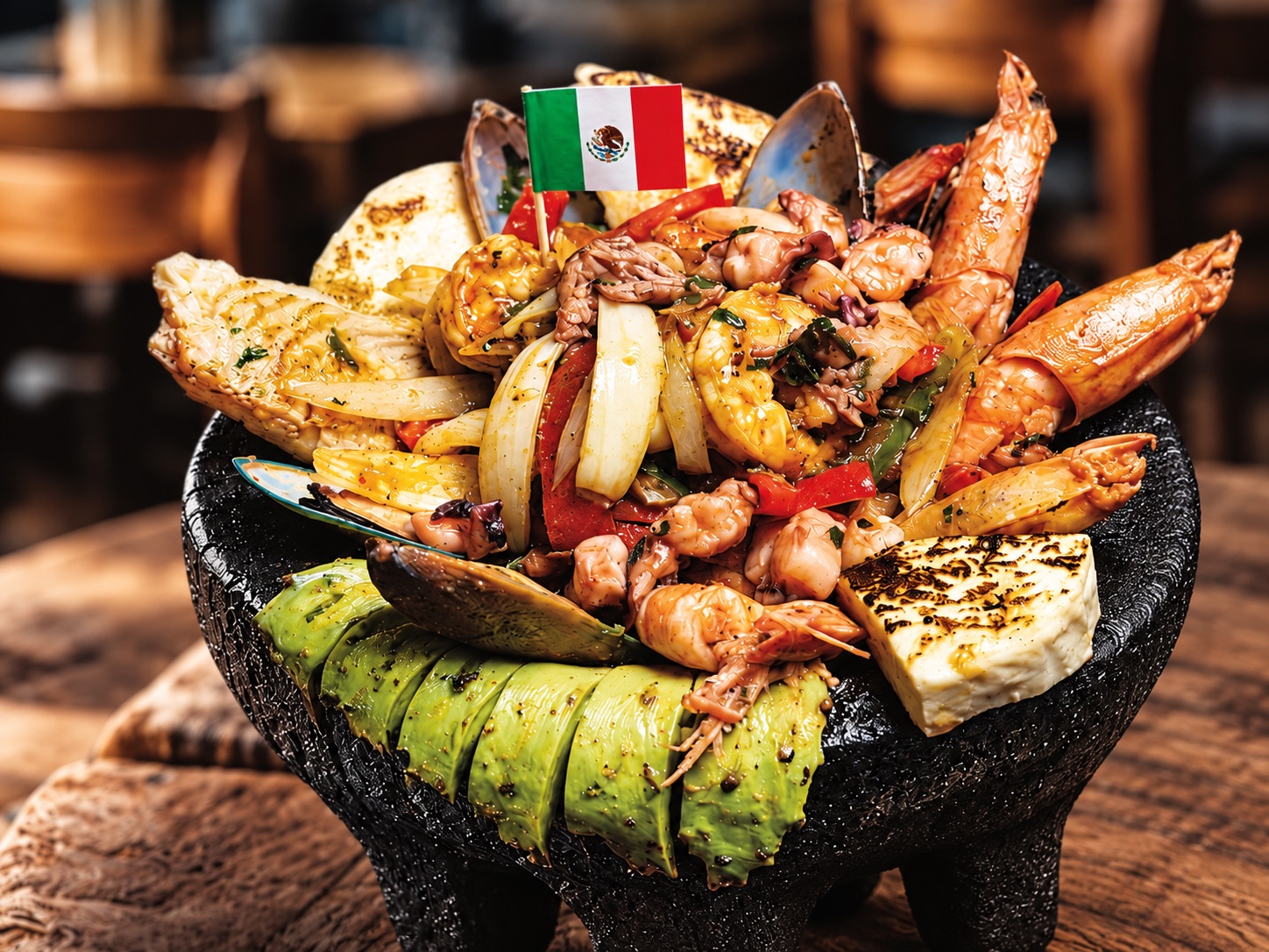 Seafood molcajete serving suggestion